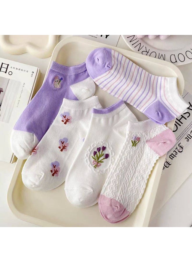 Women's Casual Sock Set (5 Pairs + 1 Gift) – Stylish Modern Ankle Socks - Image 3